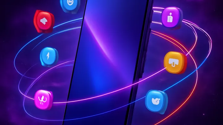 6777BE COM - Sleek smartphone floating in space 6777BE COM Sleek smartphone floating in space